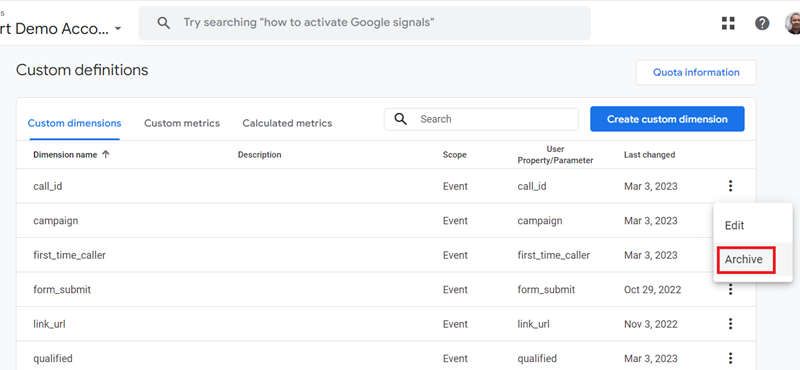 Click on the ‘Archive‘ option