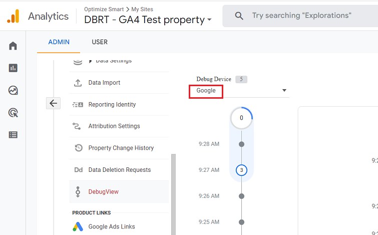 Debug Device google ga4