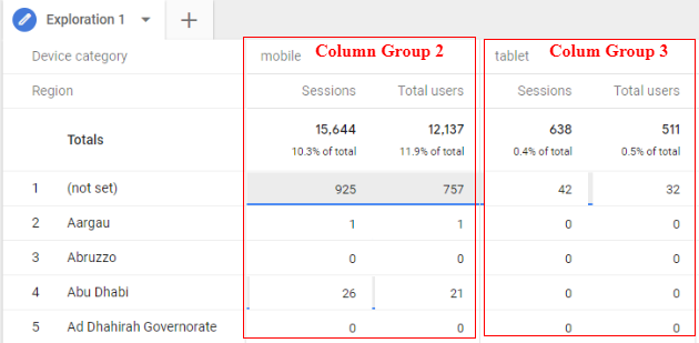 exploration report reorder columns