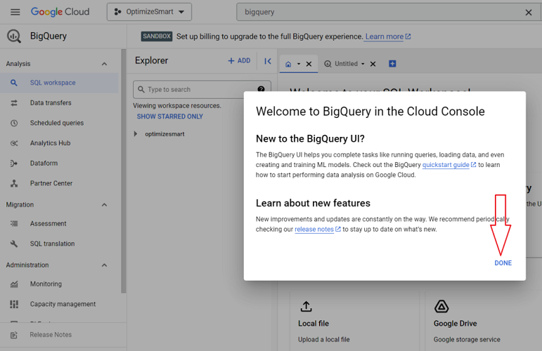 welcome to bigquery in cloud console