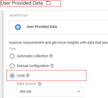 click on Code configuration