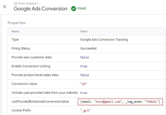 see which values were passed to the tag