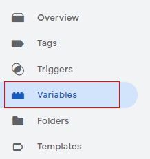 Log in to your GTM console and click on ‘Variables