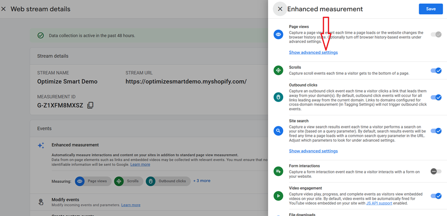 show advanced settings