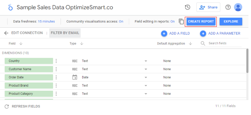 create report in data
