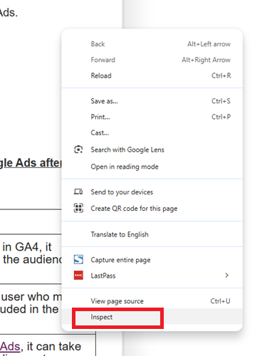 inspect google developer console