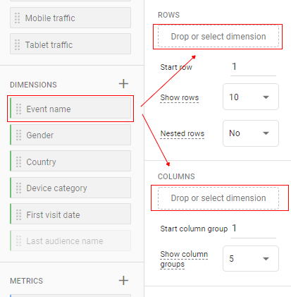 exploration report columns