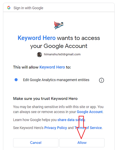 Click on the ‘Allow button