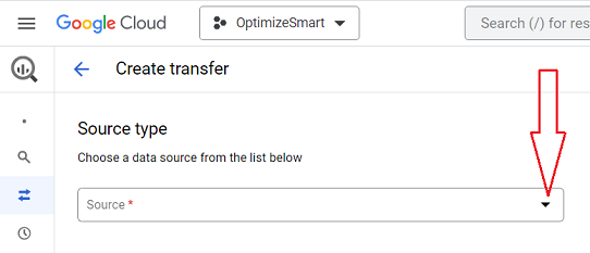 the ‘Source drop down menu