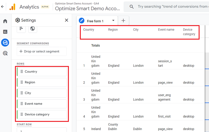 apply more than two dimensions to a GA4 report