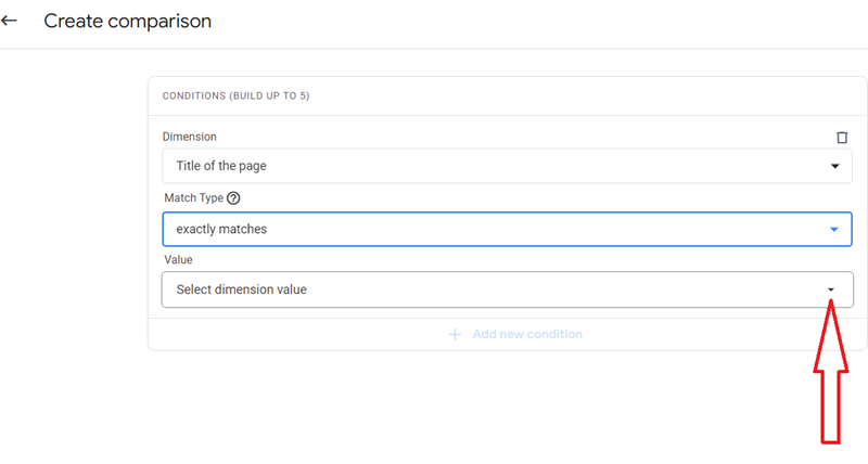 Click on the drop down menu under ‘Value