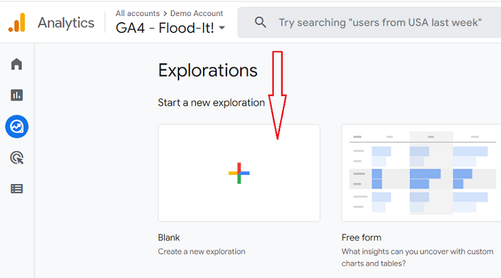 Blank exploration template ga4