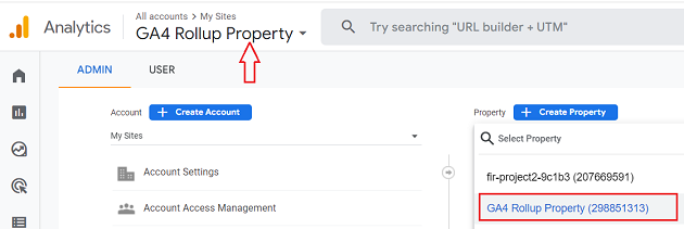 ga4 roll up property