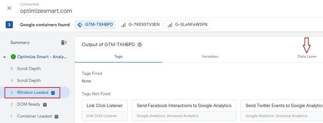 window loaded data layer