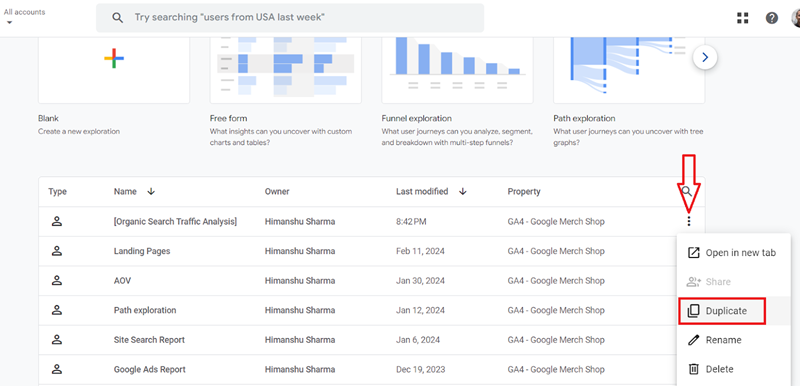 click on the ‘Duplicate‘ option
