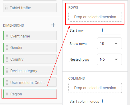 exploration report drag dimension
