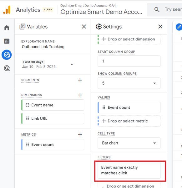 Add the following filter Event Name exactly matches click