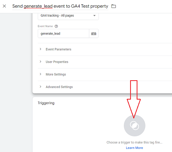 Choose a trigger to make this tag fire