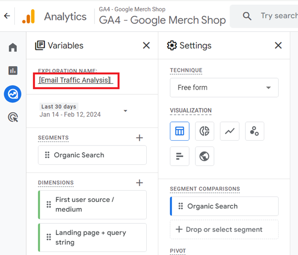Email Traffic Analysis report ga4