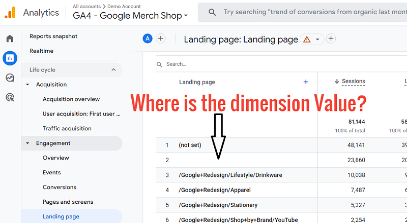 where is the dimension value blank dimension