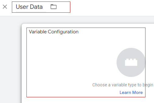 Name the variable as User Data