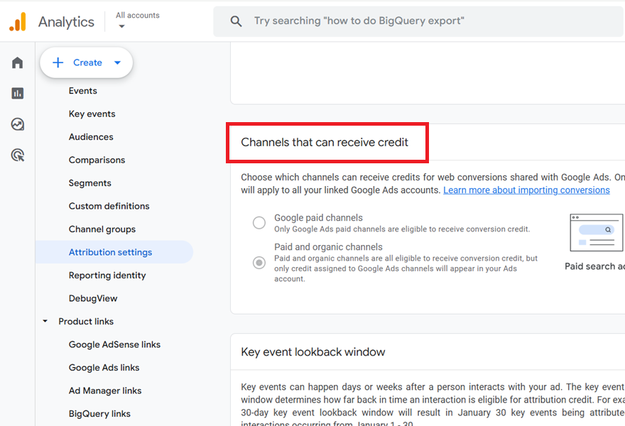 Channels that can receive credit