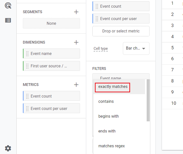 Click on ‘Exactly Matches