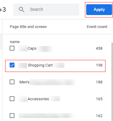 path analysis report step 3 shopping page only