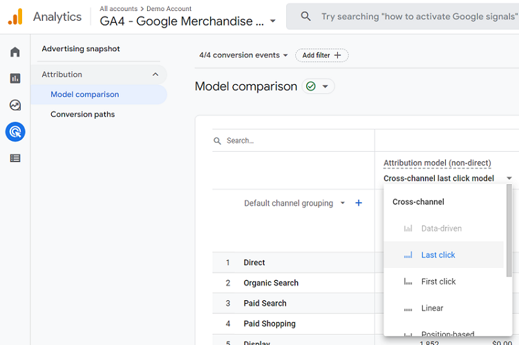 reference attribution model ga4 2