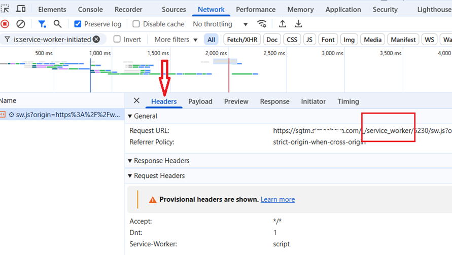 Open the ‘Headers tab and look at the request URL