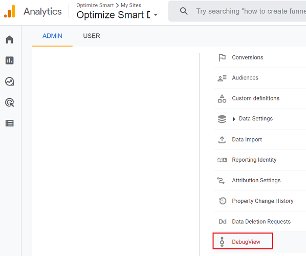Navigate to the ‘Debug View report in your GA4 admin