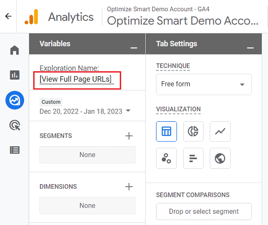 View Full Page URLs ga4