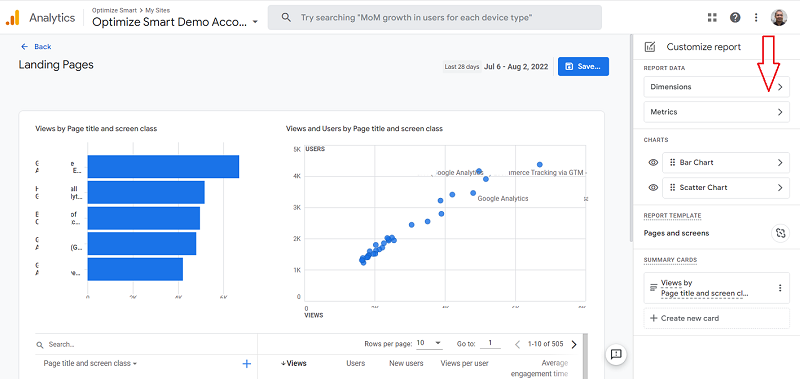 customize report ga4 dimensions