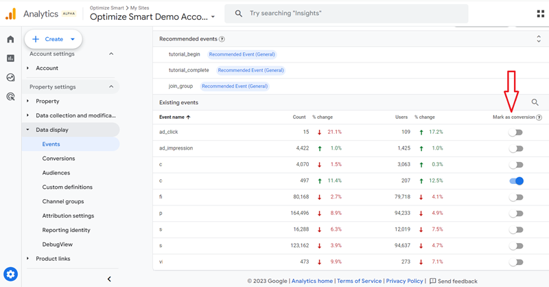 we mark an event as a conversion in ga4