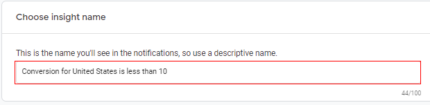 create custom insights choose insight name