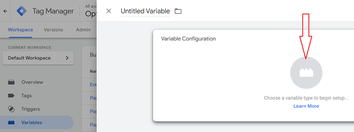 Choose a variable type to begin setup