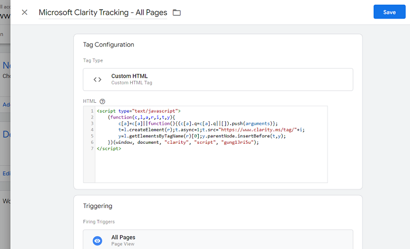 Microsoft Clarity Tracking All Pages