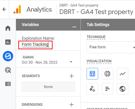 Name your report ‘Form Tracking