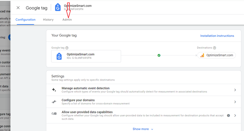 Click on the ‘Admin‘ tab