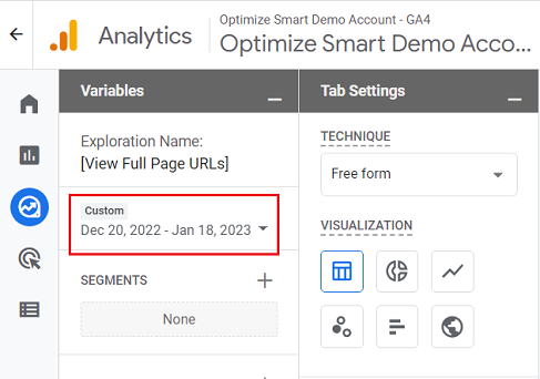 Set the date range to the last 30 days