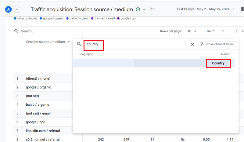 Secondary dimensions in GA4 3