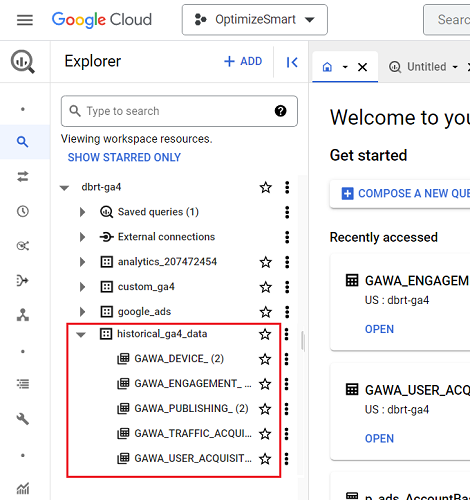 Navigate to the data set you created earlier