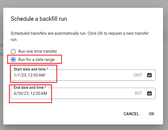 Click on the option ‘Run for a date range‘