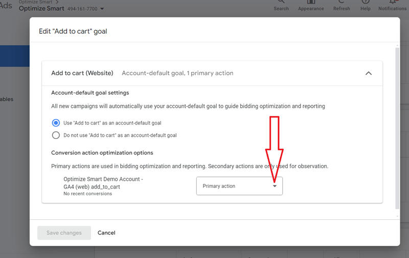 Click on the drop down menu