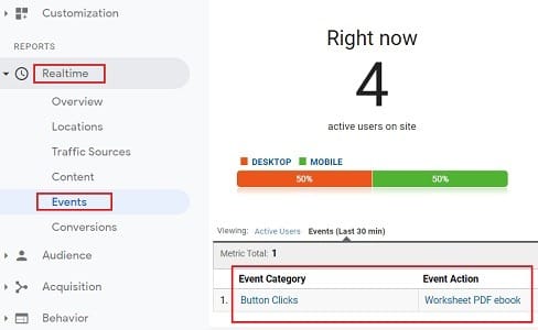 gtm event tracking real time events report 1