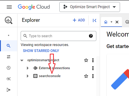 Click on ‘Search Console data set