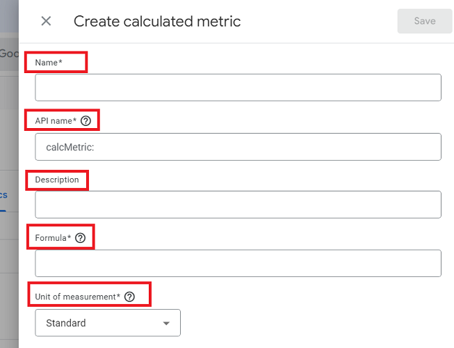 Attributes of a calculated metric