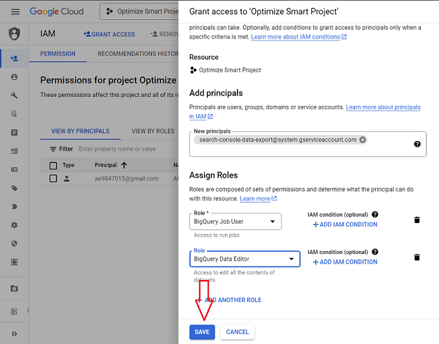 BigQuery Data Editor role