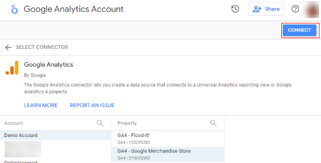 google analytics connector connect