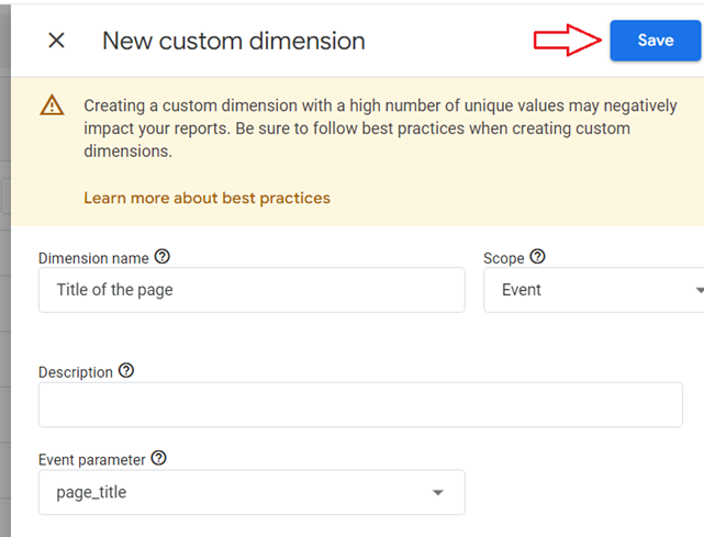Click on the ‘Save‘ button at the top right hand side